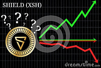 Possible graphs of forecast SHIELD XSH - up, down or horizontally. Vector Illustration