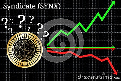 Possible graphs of forecast Syndicate SYNX - up, down or horizontally. Vector Illustration