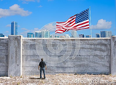 The possible border wall between the United States of America and Mexico and the world because of legislators with xenophobia Stock Photo