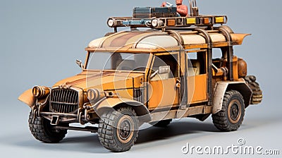 Post-apocalyptic Futuristic Truck With Luggage - Miniature Model Stock Photo