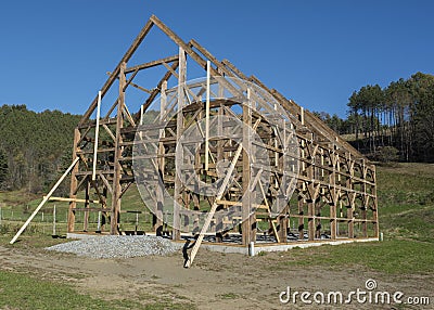 Post and Beam construction new england barn Stock Photo