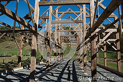 Post and Beam construction new england barn Stock Photo