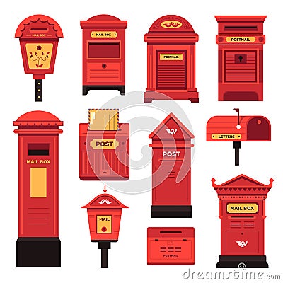 Post boxes and services for people to communicate Vector Illustration