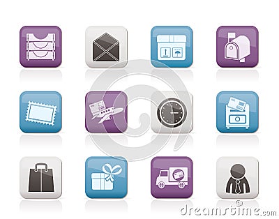 Post, correspondence and Office Icons Vector Illustration