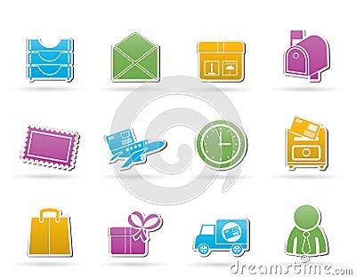 Post, correspondence and Office Icons Vector Illustration