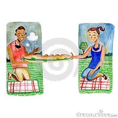 Post-covid world cancellation of quarantine and social distancing picnic Stock Photo