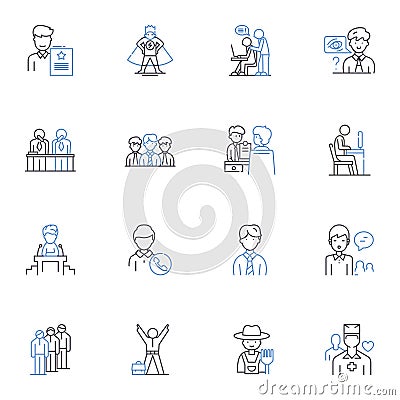 Post finding line icons collection. Discovery, Searching, Exploration, Revelation, Uncovering, Revelation, Insight Vector Illustration