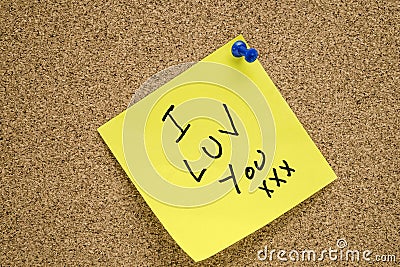 Post it I LUV YOU Stock Photo
