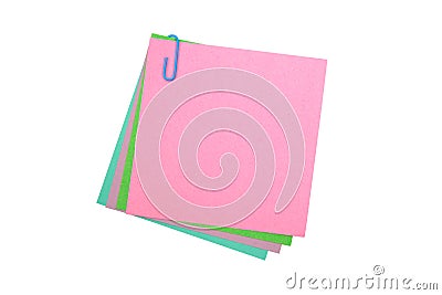 Post-its with a paper clip Stock Photo