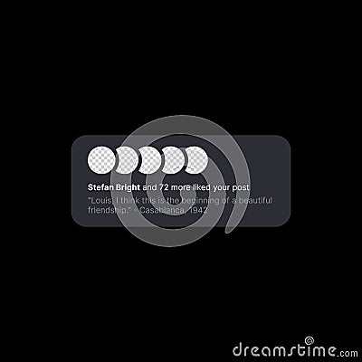 Post Like Notification Banner Illustration. Social Media UI Concept. Five Empty Circles for Adding User Profile Icons Vector Illustration