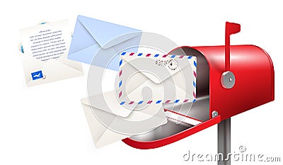 Post Mailbox Letters Composition Vector Illustration