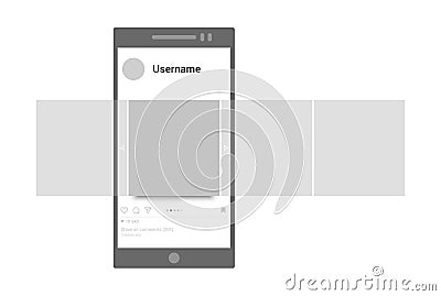Post mockup. Interface carousel post vector template. Social network page, mobile app concept. Carousel swipe smartphone Vector Illustration