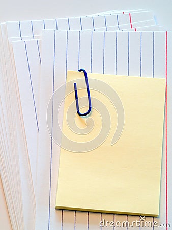 Post it note on cue cards. Stock Photo