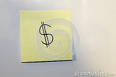 Post-it note with a dollar sign drawn Stock Photo