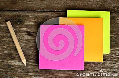 Post it note and pencil Stock Photo