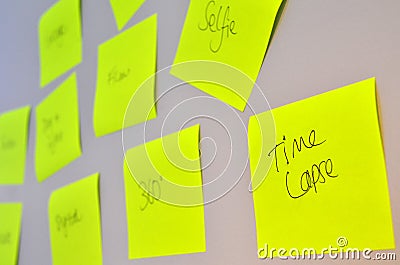 Post it notes of photography ideas Stock Photo