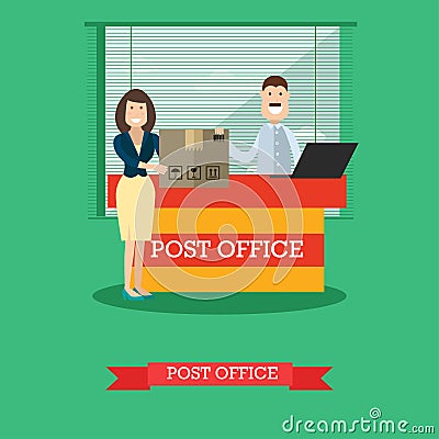 Post office concept vector illustration in flat style. Vector Illustration