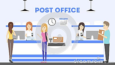 Post office interior. Vector Illustration