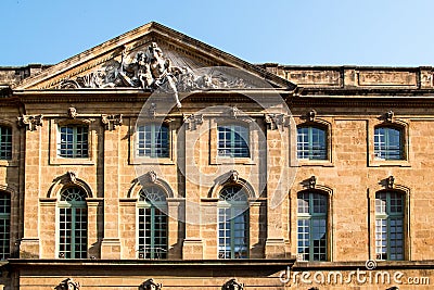 Post office`s facade at Place de l`Hotel de Ville Stock Photo