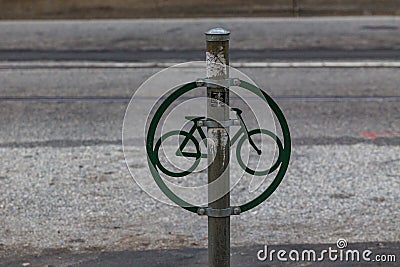 Bicycle Lock Post Stock Photo