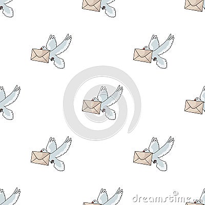 Post pigeon.Mail and postman pattern icon in cartoon style vector symbol stock illustration web. Vector Illustration