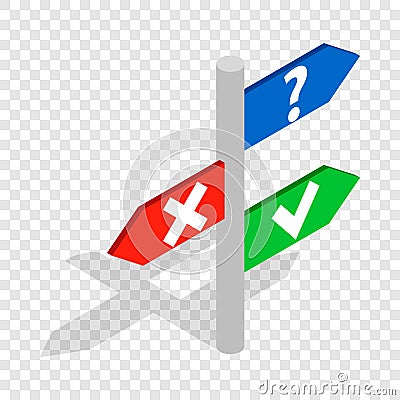 Post with signs isometric icon Vector Illustration