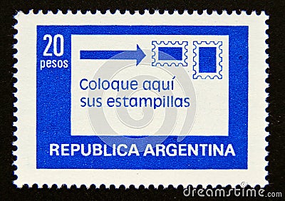 Postage stamp Argentina, 1979. Correct postage Editorial Stock Photo