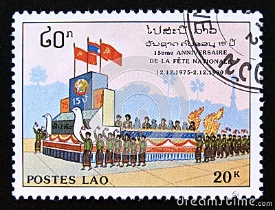 Postage stamp Laos, 1990. Festivities Editorial Stock Photo