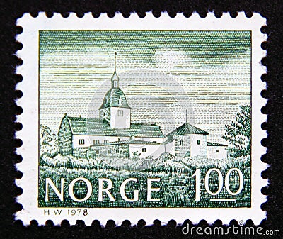 Postage stamp Norway 1978. AustrÃ¥t Manor, 1650 Editorial Stock Photo