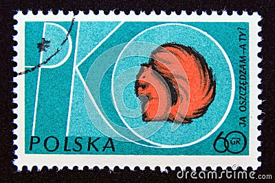 Postage stamp Poland, 1961. Initials, Squirrel Editorial Stock Photo