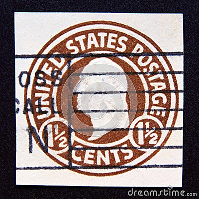 Postage stamp United States of America, USA 1916. Pre-paid 1,5 cents President George Washington Editorial Stock Photo