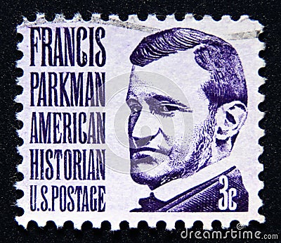 Postage stamp United States of America, USA 1967. Francis Parkman portrait Editorial Stock Photo