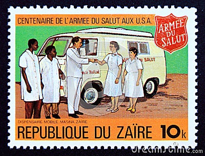 Postage stamp Zaire, 1980. The Salvation Army Editorial Stock Photo