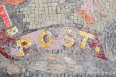 Post word composed by a mosaic of colorful stones Stock Photo