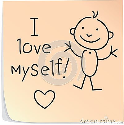 Post-it with words I love myself Vector Illustration