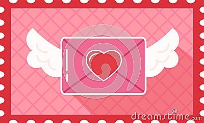 Postage Love Envelope Stamp Vector Illustration