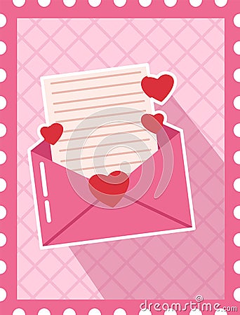 Postage Love Envelope Stamp Vector Illustration