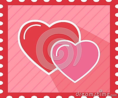 Postage Love Heart Stamp Vector Illustration