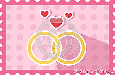 Postage Love Rings Stamp Vector Illustration