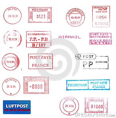 Postage meters, rubber stamps Editorial Stock Photo