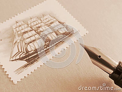 Postage Stamp "barque Padua" Editorial Stock Photo