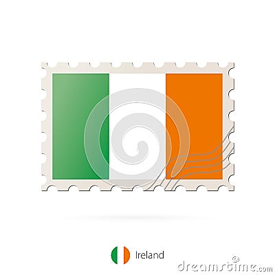 Postage stamp with the image of Ireland flag Vector Illustration