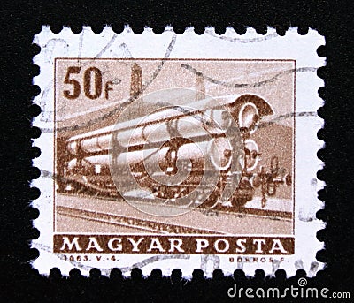 Postage stamp Magyar, Hungary, 1963, Railroad tank car Editorial Stock Photo