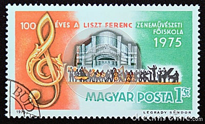 Postage stamp Magyar, Hungary, 1975, 100th Anniversary of the Franz Liszt Academy of Music Editorial Stock Photo