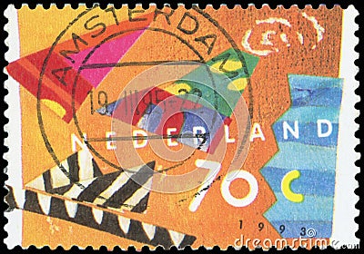 Postage stamp - Nederland Editorial Stock Photo