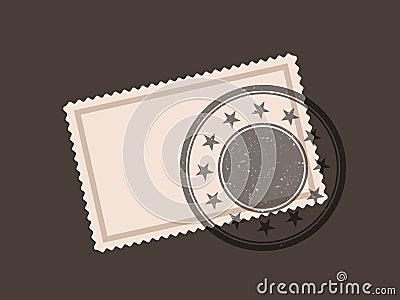 Postage stamp with postmark Cartoon Illustration