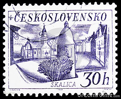 Postage stamp printed in Czechoslovakia shows Skalica, Castles, landscapes and cities serie, circa 1967 Editorial Stock Photo