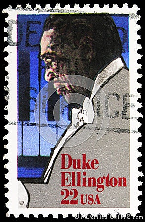 Postage stamp printed in United States shows Edward Kennedy Editorial Stock Photo