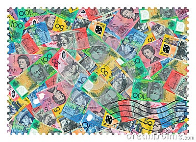Postage stamps. Australian dollars abstract background Editorial Stock Photo