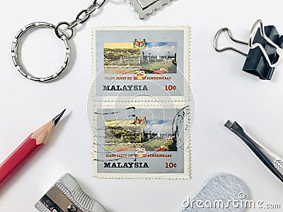 Postage stamps of Malaysia. 25th Anniversary . Editorial Stock Photo